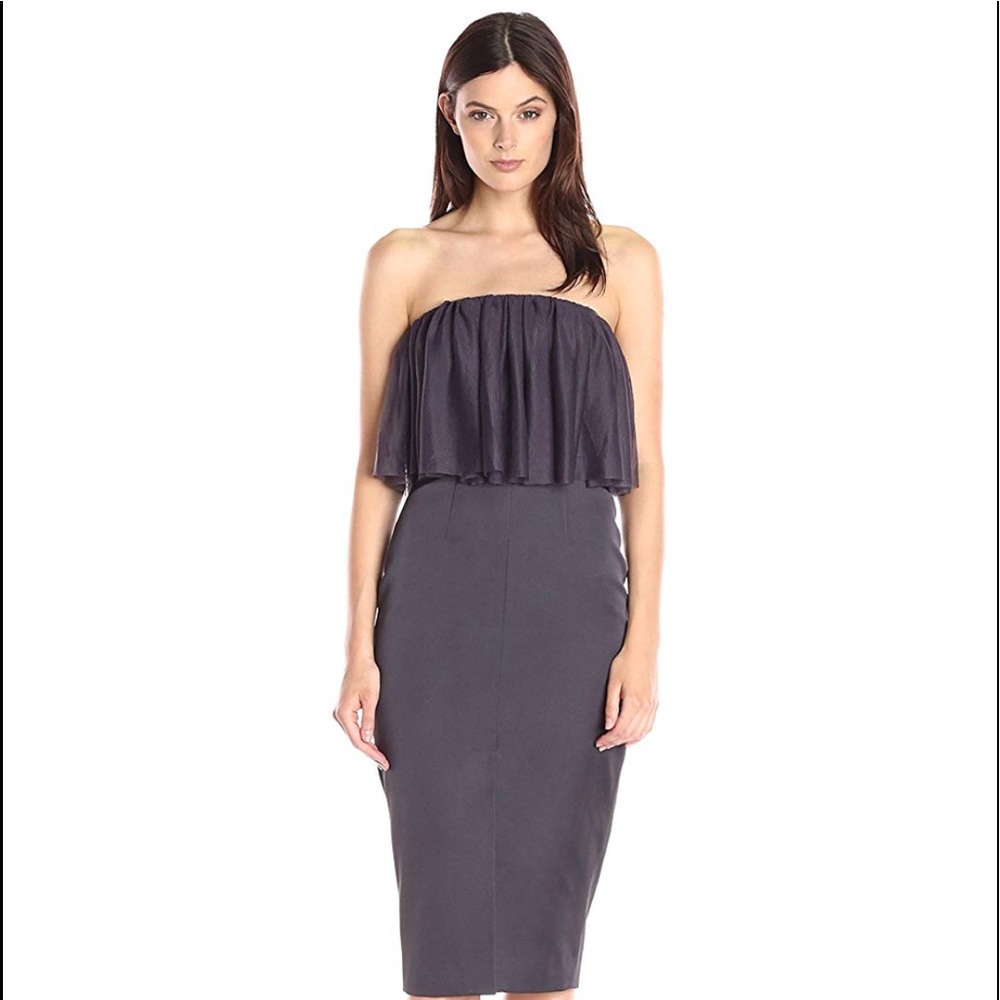Keepsake- Lies Strapless Midi Sheath Dress